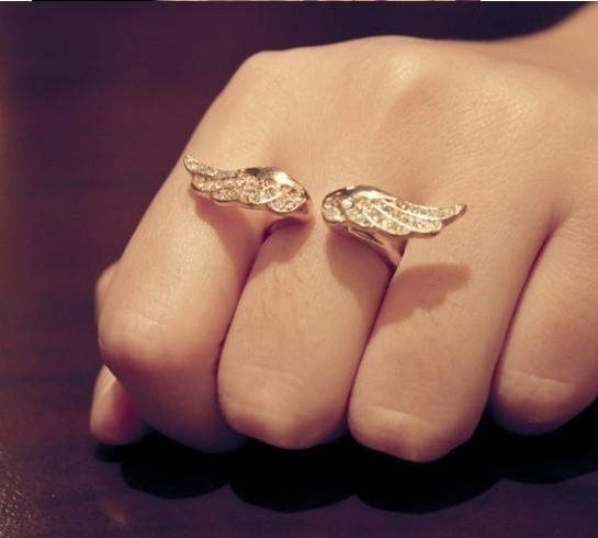 18K Gold plated Angel wings Opening Adjustable Rings For New 2015 Fashion Jewelry Anillos