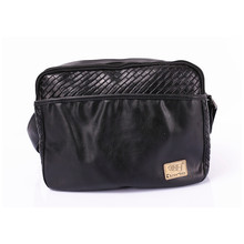 Fashion Men PU Leather Handbag Solid Zipper Closed Male Crossbody Bag Tartan Casual Travel School Bags 6334