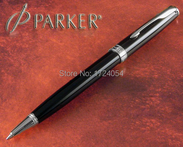 1pcs/lot Stationery Ballpoint Pen Black Parker Sonnet Pen Metal Roller Pen Caneta Rotating Pen Silver Clip Wholesales 13.3*1.3cm