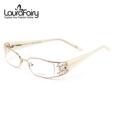 Laura Fairy High Grade Elegant Carved Women Optical Glasses Frame Stainless Steel and Acetate Patchwork Flexible Arm Eyeglasses