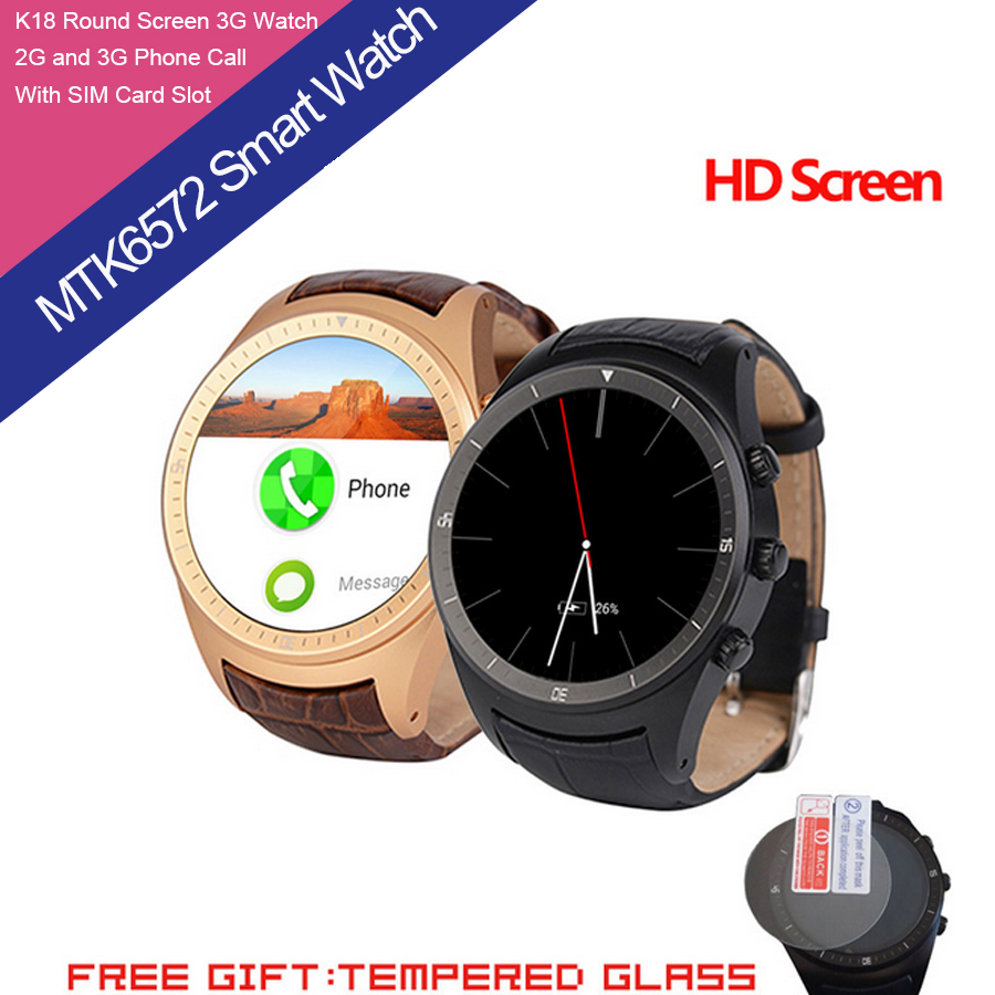 New K18 WCDMA 3G Android 4 4 Smart Watch Mtk6572 SIM WiFi GPS Bluetooth 1 3