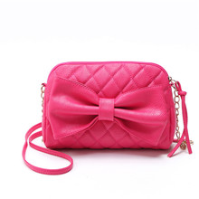 Candy Color Fashion Women Bag Chain Bow Pink Handbag PU Leather Shoulder Crossbody Bag Leisure Ladies Small Purse Bags Summer