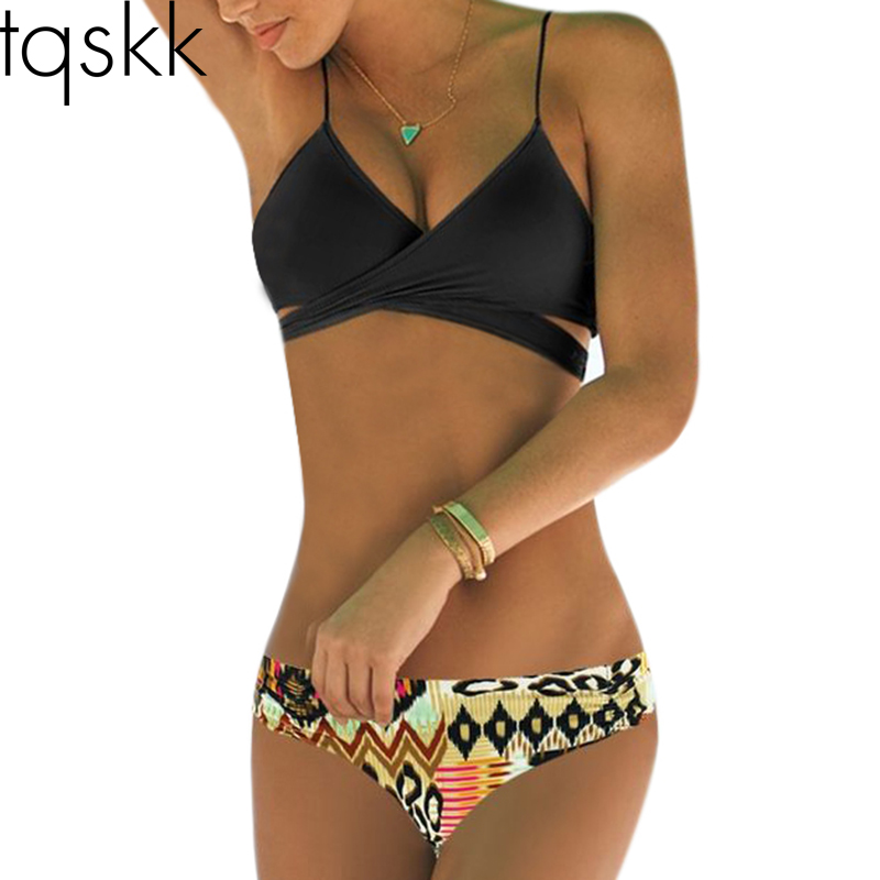 2016 Sexy Criss Cross Bikini Brazilian Bandage Swimsuit Women Push Up Swimwear Bikini Set Wrap Top Bathing Suits Swim Biquini