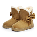 Bowknot Warm Women Flats Shoes Snow Women Boots Autumn Winter Shoes Fashion 2016 Flock Ankle Boots