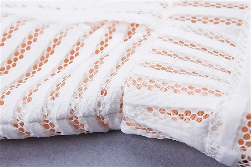 striped mesh column dress in white (2)