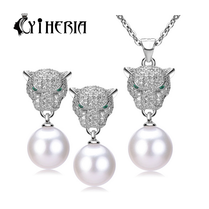 CYTHERIA  Nice Freshwater Pearl Jewelry Sets 925 Sterling Silver pendant Necklace,Pearl Earrings and ring,Wedding Jewelry Sets