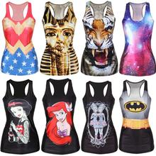 Women Multi Color Gothic Punk Clubwear T Shirt Print Tank Top Vest Blouse