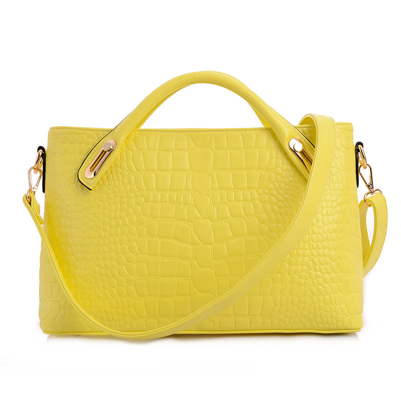 Elegant bright yellow handbags women tote ladies shoulder bags luxury brand-in Top-Handle Bags ...
