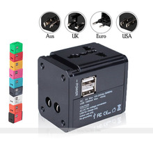 All in One Universal travel Adapter with 2 USB Port World Travel AC Power Charger Adaptor with AU US UK EU Plug