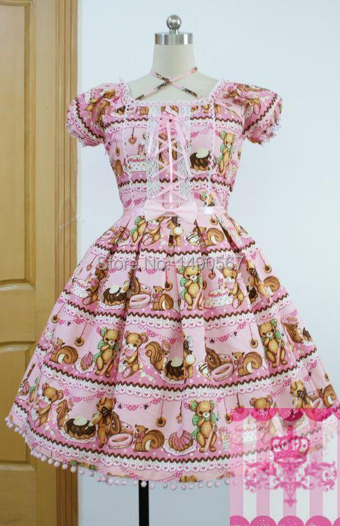 Short Sleeve Pink Sweet Lolita Cosplay Costume Lovely Princess Lolita Dress Christmas Cosplay Costume XS-XL