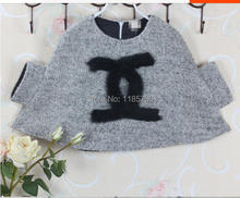 New 2014 Autumn Winter Children’s clothing Baby Girl CC Fashion Letter Outerwear Poncho Smock Cloak Kids Top Woolen Coat Jacket