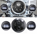 1Set 7 LED Projector Headlight 4 5 Passing Fog Spot Light For Harley