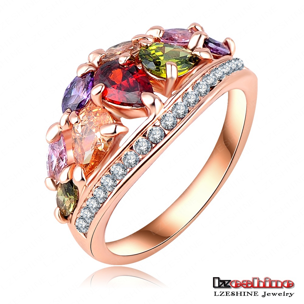 LZESHINEBrand New Arrival Multicolor Fashionable Ring for Women 18K Rose Gold Plated with AAA Zircon Rings