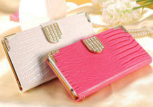 Z2 Wallet Bling Leather Case For SONY Xperia Z2 D603 D6502 Magnetic Buckle Phone Bag Rhinestone