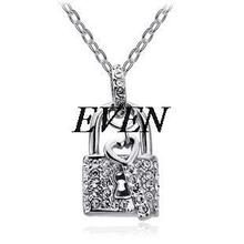 New Arrival Fashion Jewelry Wholesale Lucky Key And Lock With CZ Diamond Chain Necklaces Pendants For