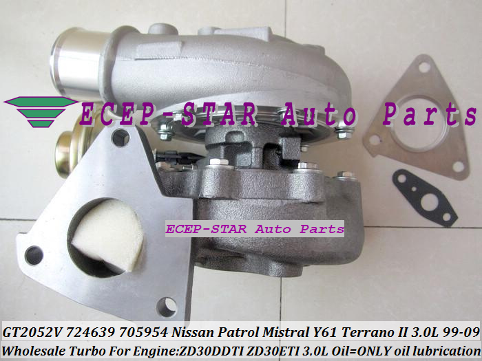 GT2052V 705954-0015 724639-5006S 724639 Wind Cooled Turbocharger For NISSAN Patrol Mistral Y61 Terrano II ZD30DTI ZD30ETI 3.0L (4)