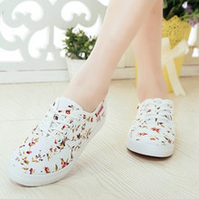 Hot Sale New Brand Style Low Top Flower Women Sneakers Flats Lace Up Girl Canvas Shoes