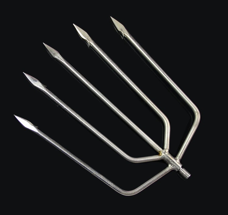 1Pcs Fishing Spear 5 Prong Spearhead Fork Harpoon Tip with Barbs Diving Spear Gun 8 mm Head Fishing Tool, Free Shipping