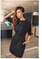 2016 women fall fashion casual mini dress broadcloth solid color short sleeve o neck women dress