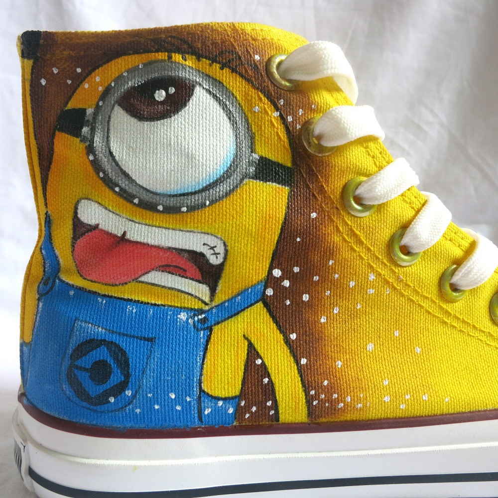 Cartoon Anime Figure Women Despicable Me Shoes Minion Shoes Women And Men Canvas High Tops Sneakers