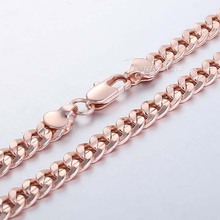 Customized 6MM Curb Cuban Chain Necklace 18K Gold Rose Filled Necklace MENS BOYS Chain Necklace Fashion