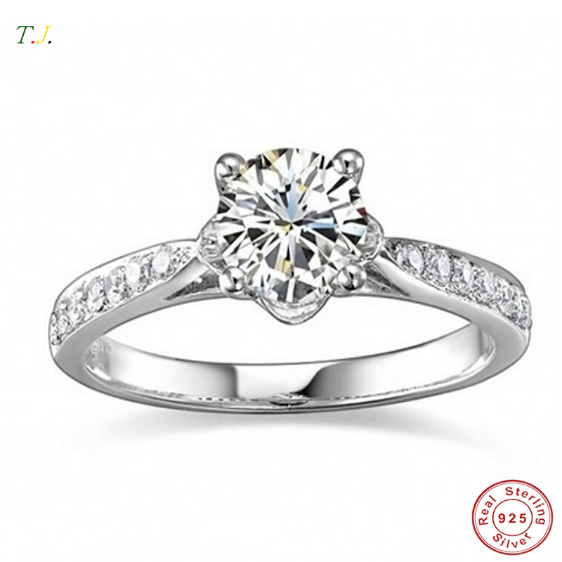 Aliexpress.com Comprar Lujo 1 Carat 925 SONA diamante simulado anillo de compromiso anillos para mujeres T.J. RWD033 de anillo emblema fiable proveedores