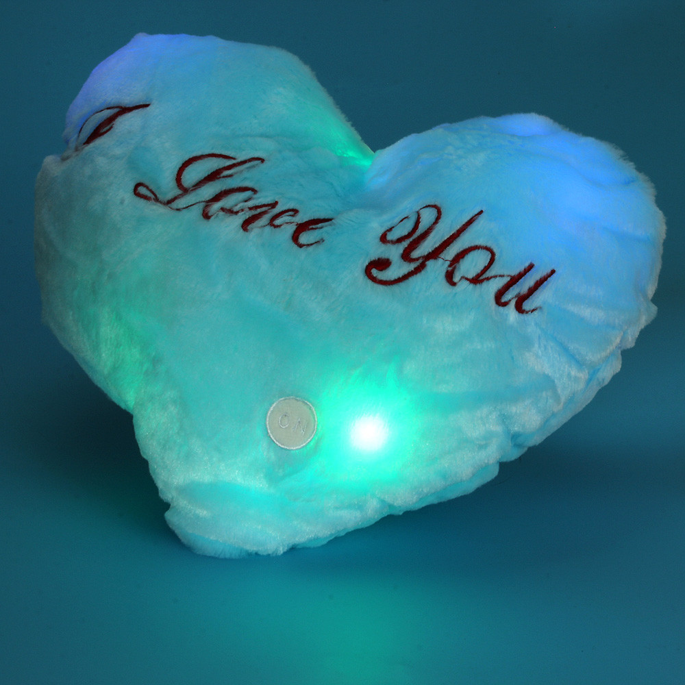 Heart Style Glowing Led Pillow 7 Color Changing Light Up Soft