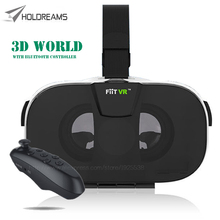 2016 Fiit VR Virtual Reality Smartphone 3D Glasses Google Cardboard Rift Head Mount Video Helmet for 4.0-6.5 + Bluetooth Remote