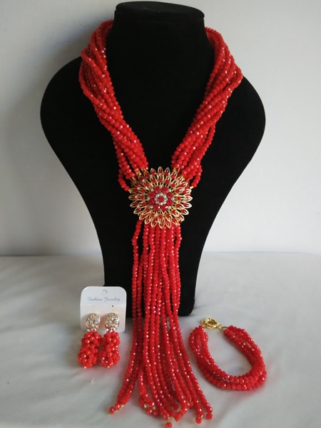 Fashion African beads jewelry set RED crystal beads bride jewelry nigerian wedding african beads jewelry Set  GG-440