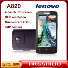100% original lenovo A820 4.5″IPS touch screen Android 4.1 OS MTK6589 CPU GPS WIFI RAM 1GB+ ROM 4GB WCDMA 3G Quad-Core phone
