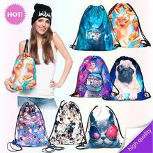 2015 new fashion backpack 3d print animal travel softback man wonmen mochila feminina harajuku drawstring bag