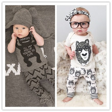 Retail 2015 summer style infant clothes baby clothing sets boy Cotton little monsters short sleeve 2pcs