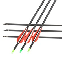 6Pcs lot New 30 inch Long Archery Carbon Arrow Shafts Arrows with Steel Point and Changeable