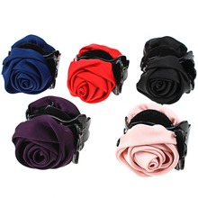 2016 New Rose Crab Hair Clip Artificial Flower Hair Claws Ponytail Hair Ornaments Women Hair Accessories Girl Hairgrip Hairclip