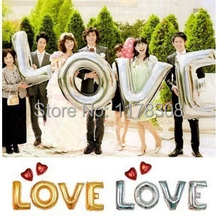 New 4pcs/set Romantic 30inch gold silver letter “LOVE” foil balloons wedding party decorations air inflatable balloon supplies
