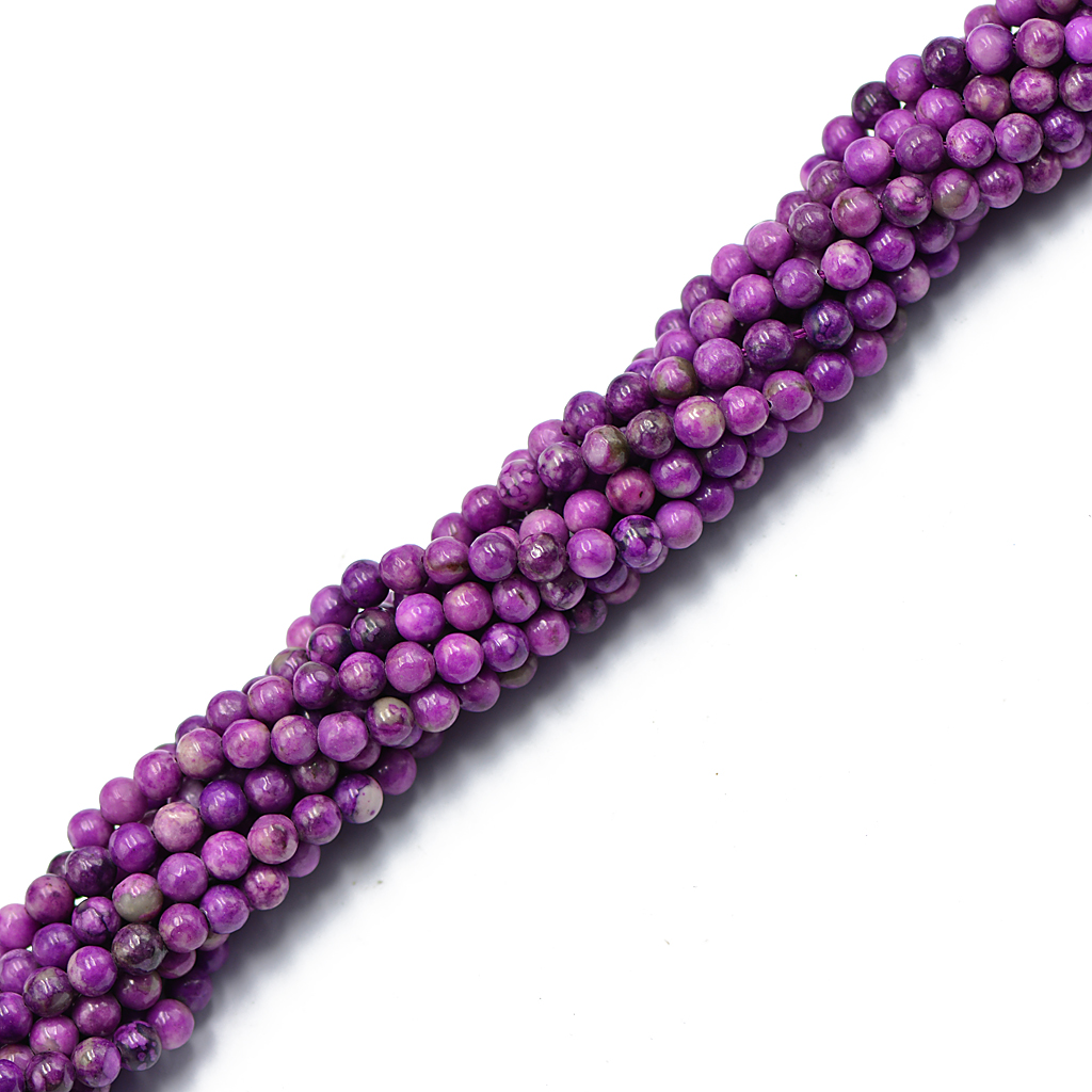 15 /"Purple Charoite Gemstone Round Spacer Loose Bead 4MM Jewelry Making Accs