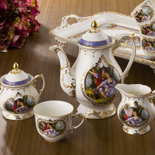 Cheap European high grade ceramic coffee set with vintage English bone china tea sets afternoon wedding