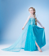 2016new girl dress Elsa Dress Custom Cosplay Summer Anna Girl Dresses Princess Elsa Costume for Children dress free shipping