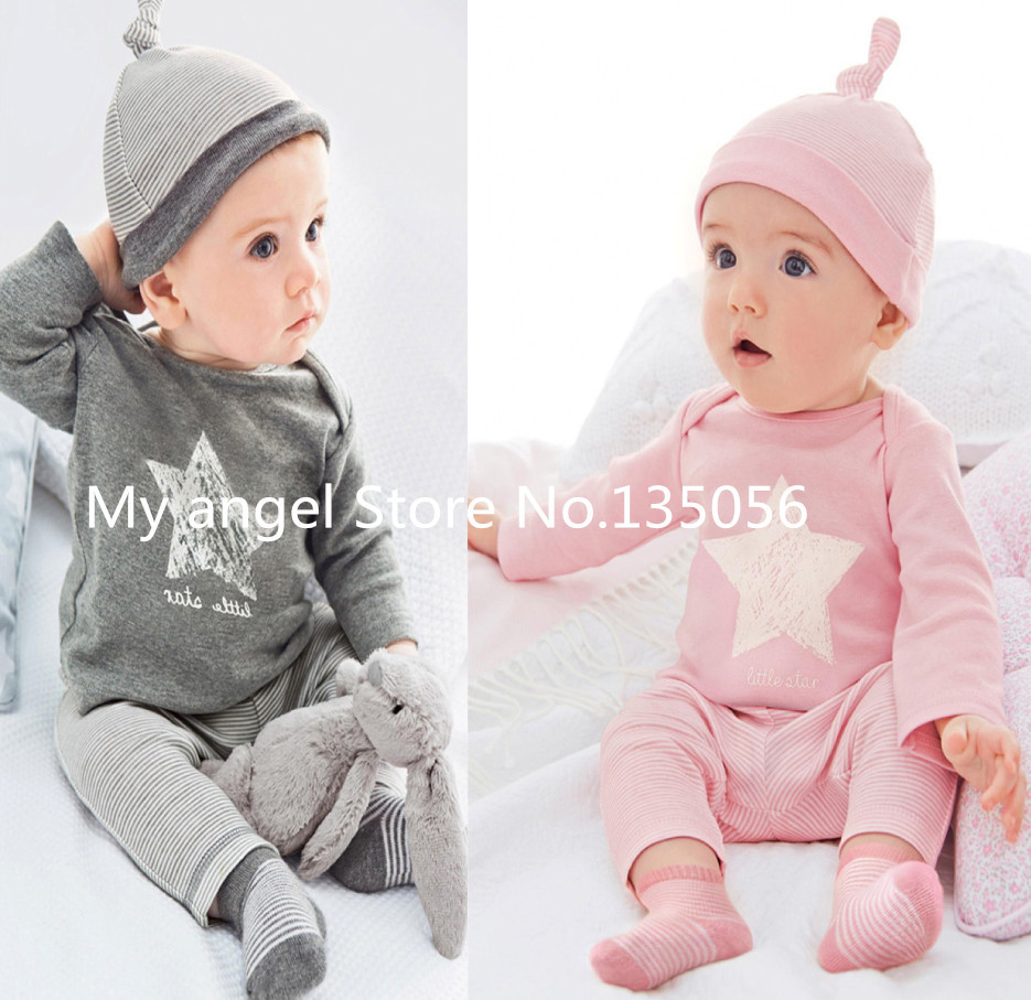 Retail 2015New Spring and autumn baby boy clothes 100 cotton 3pcs Hat T shirt pants The