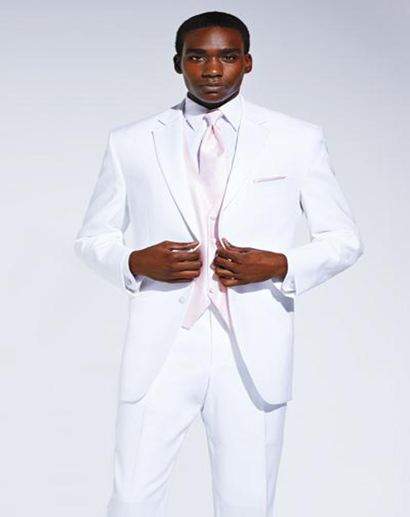 White Beach Wedding Groom Suit Cheap Man Groomsman Suits Groom Tuxedos Elegant Prom Party Wears Notched Lapel(Jacket+Pants+Vest)