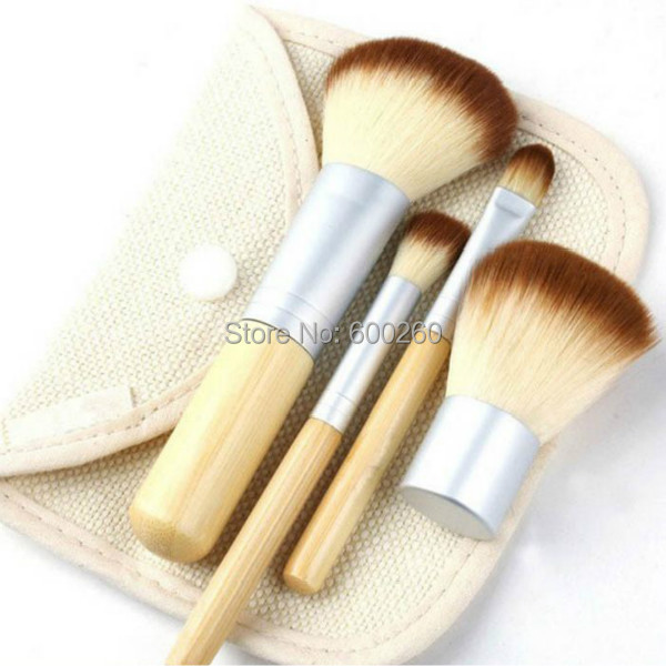 brushes 014 Natural natural Cosmetics  bamboo HOT Handle makeup  Tools 4PCS Makeup Bamboo  Brushes Set