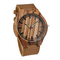 Men s Watch Wooden Case Quartz Wristwatch Genuine Cowhide Leather Luxury Natural Wood Watches For Men