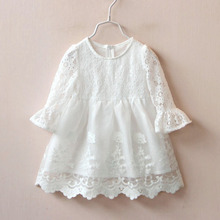 Super Beautiful Lace Girls Dresses Summer 2016 Hollow Flower Children’s Clothing Wedding Princess Dress for Kids Clothes 017