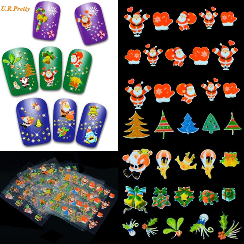 new year nail stickers 12pcs set 3d nail sticker santa trees design new year nail stickers 12pcs set 3d nail sticker santa trees design