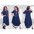 2016 new arrival women plus size casual style loose solid half regular sleeve o neck collar