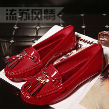 Moccasins 2016 female spring and autumn flat slip-resistant tassel single shoes round toe shoes shallow mouth women’s shoes