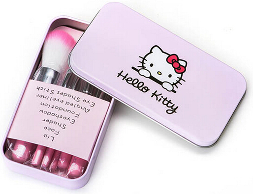 New Hello Kitty 7 Pcs Mini Makeup brush Set cosmetics kit de pinceis de maquiagem make
