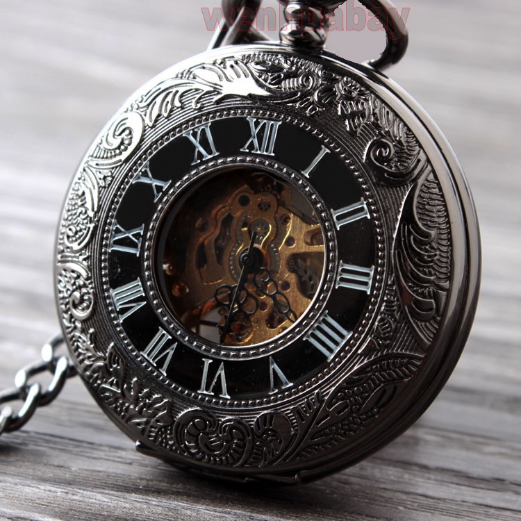 Classic Elegant Hand Wind Vintage Unique Retro Pendant Classic Steel Mechanical Pocket Watch P188