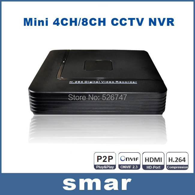 Mini HD CCTV NVR 4CH Video Recorder Onvif 8 Channel H 264 Network DVR For 720P