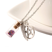 2016 Top Fashion Jewelry Silver Chain Lovely Girl Color Particles Wishing Bottle Statement Necklaces & Pendants For Women NZ2214